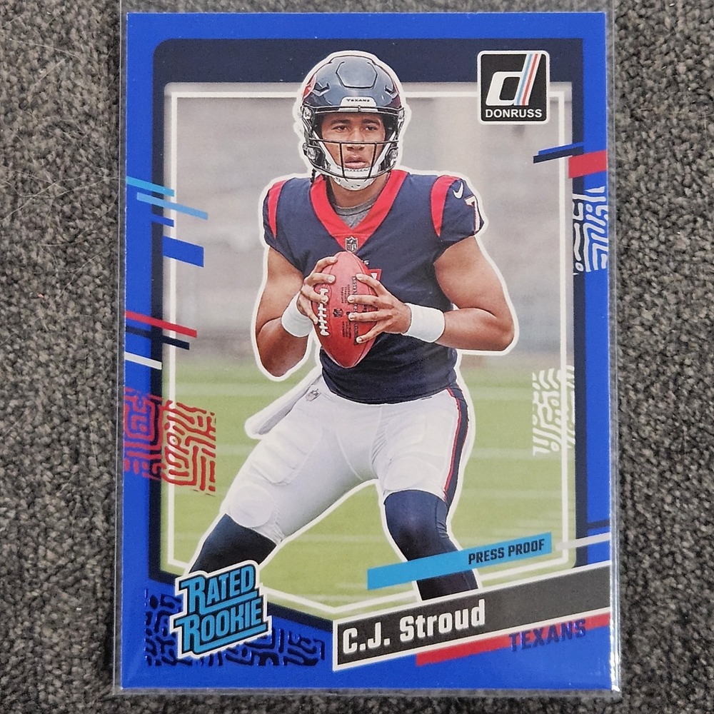 2023 Panini Donruss Rated Rookie C.J. Stroud #339 Press Proof Blue (RC) Texans